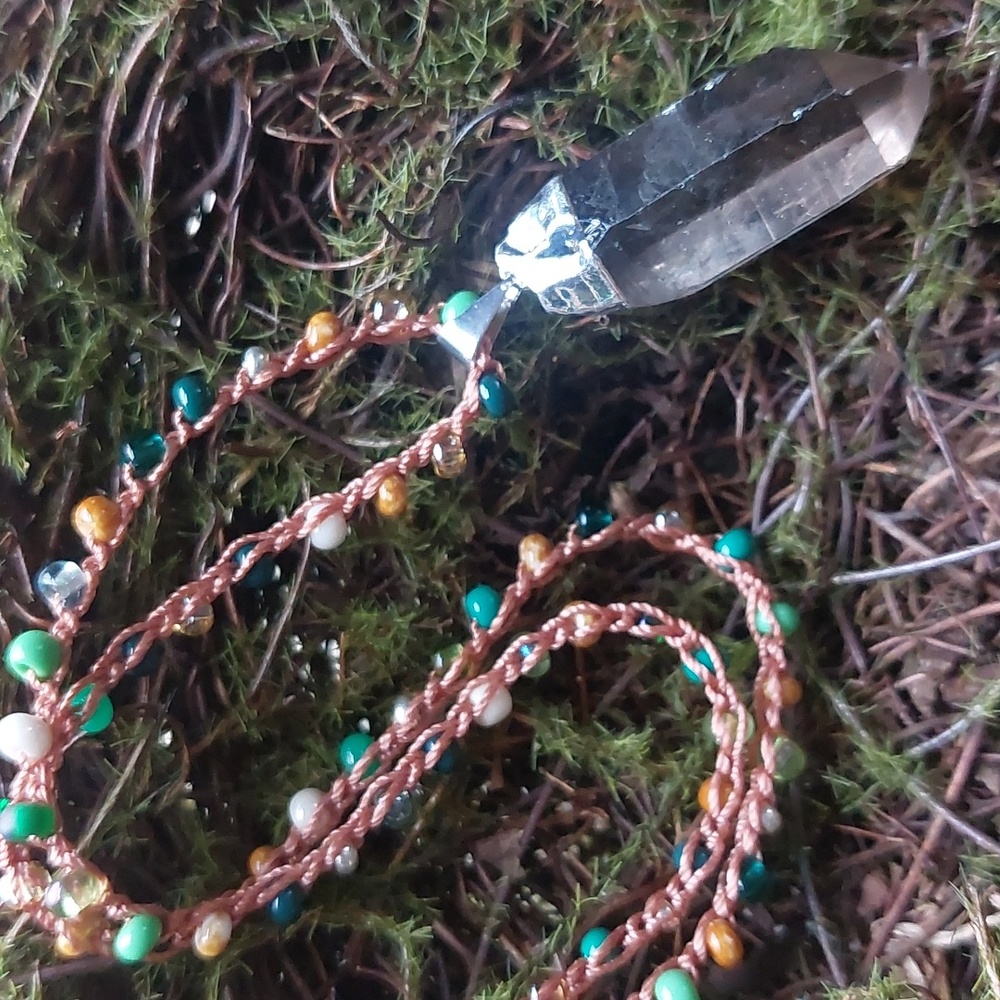 Smoky Quartz Crystal Necklace, Forest, Artisan Jewelry by Rust Belt Raised